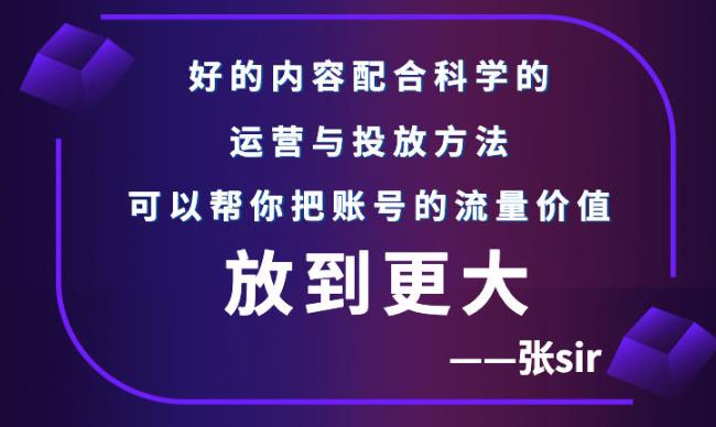 张sir账号流量增长课，告别海王流量，让你的流量更精准