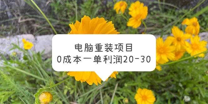 电脑系统重装项目，0成本一单利润20-30