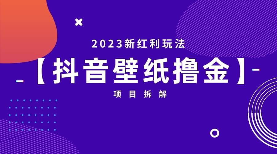 2023新红利玩法：抖音壁纸撸金项目